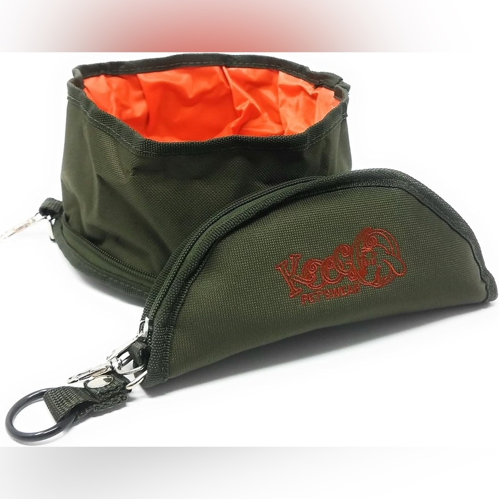 Koogo Pet’swear Dog Food and Water Bowl Portable Green